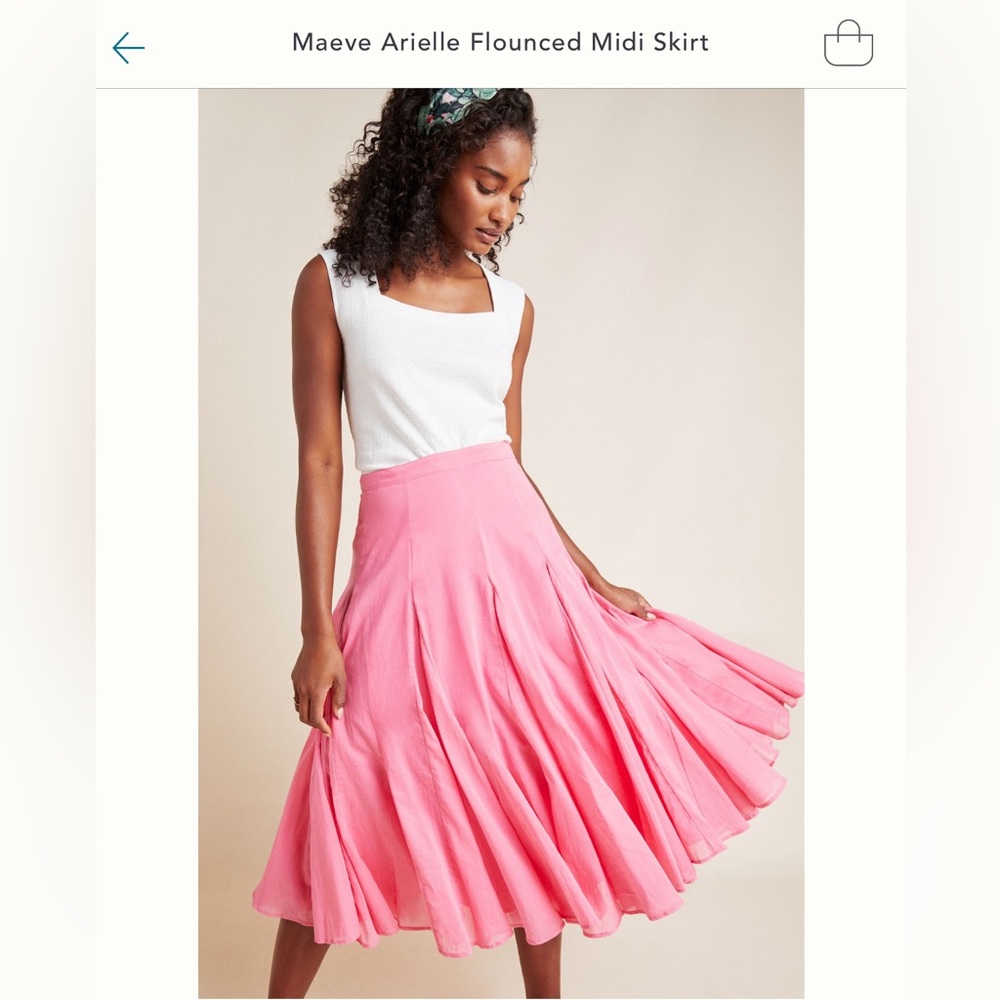 Anthropologie Mauve Arielle flounced midi skirt. Size 10. EUC.